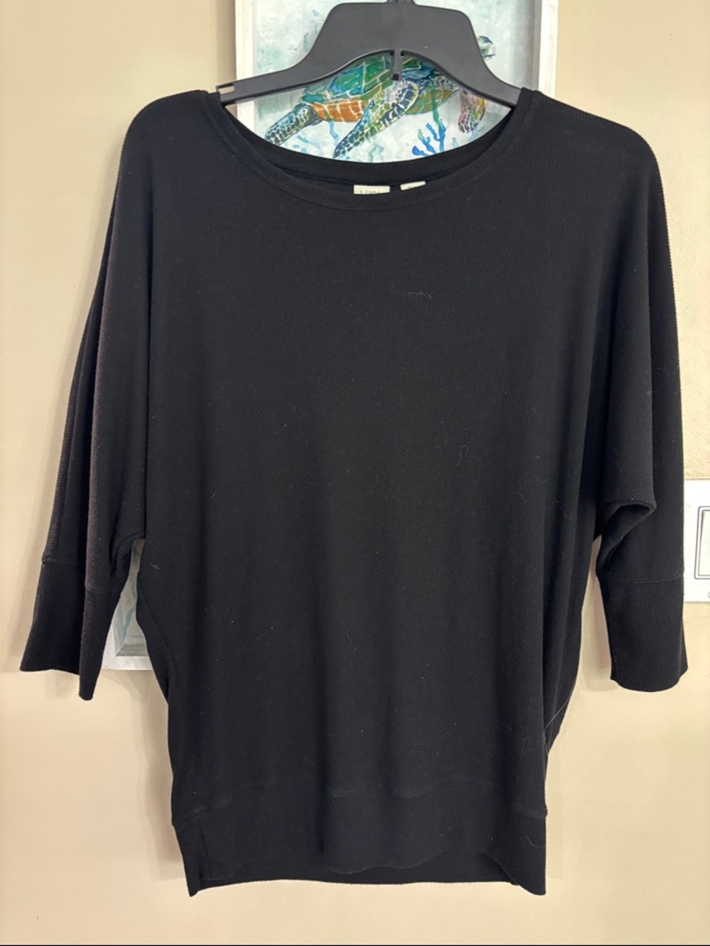 Lucy & Laurel Black Crewneck Ribbed Top